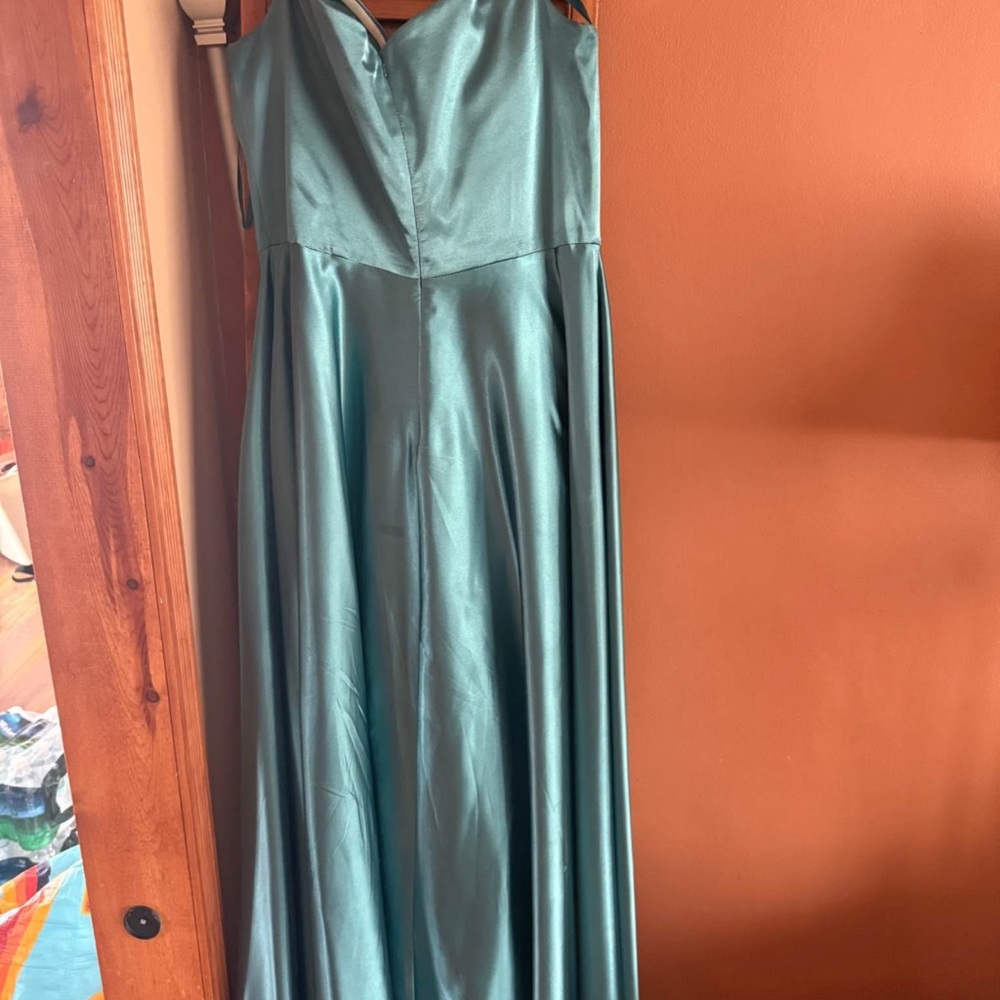 Elegant Teal Satin Gown